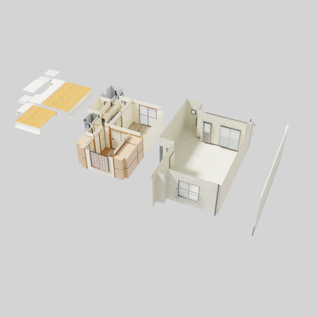 【ワールド】ノスタルジック団地【建物パーツセット】