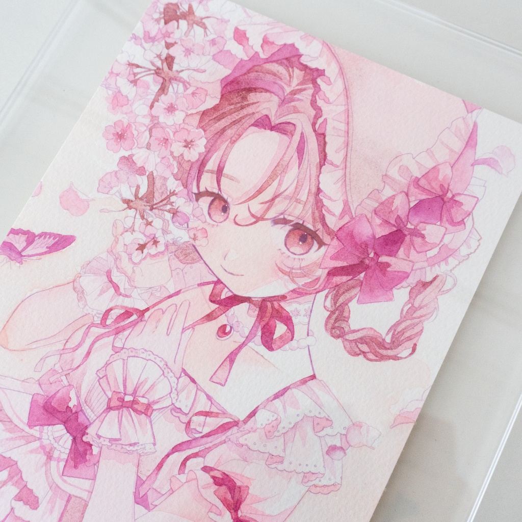 【透明水彩】桃色をあつめて┊原画