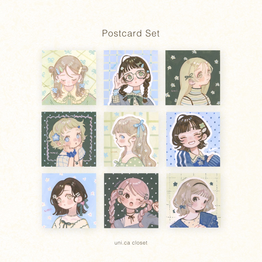 新作┊【ポストカードセット】Tiny Portraits of a Spring Day┊9枚入り