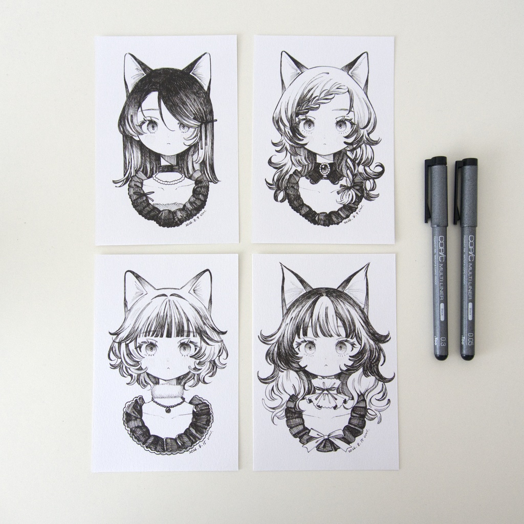 【ペン画】ねこねこコレクション(Mono)┊原画