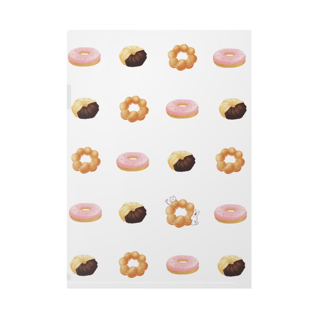 ねことうさぎとドーナツ クリアファイル