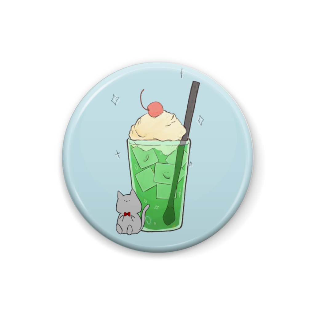 ねことクリームソーダ 缶バッジ
