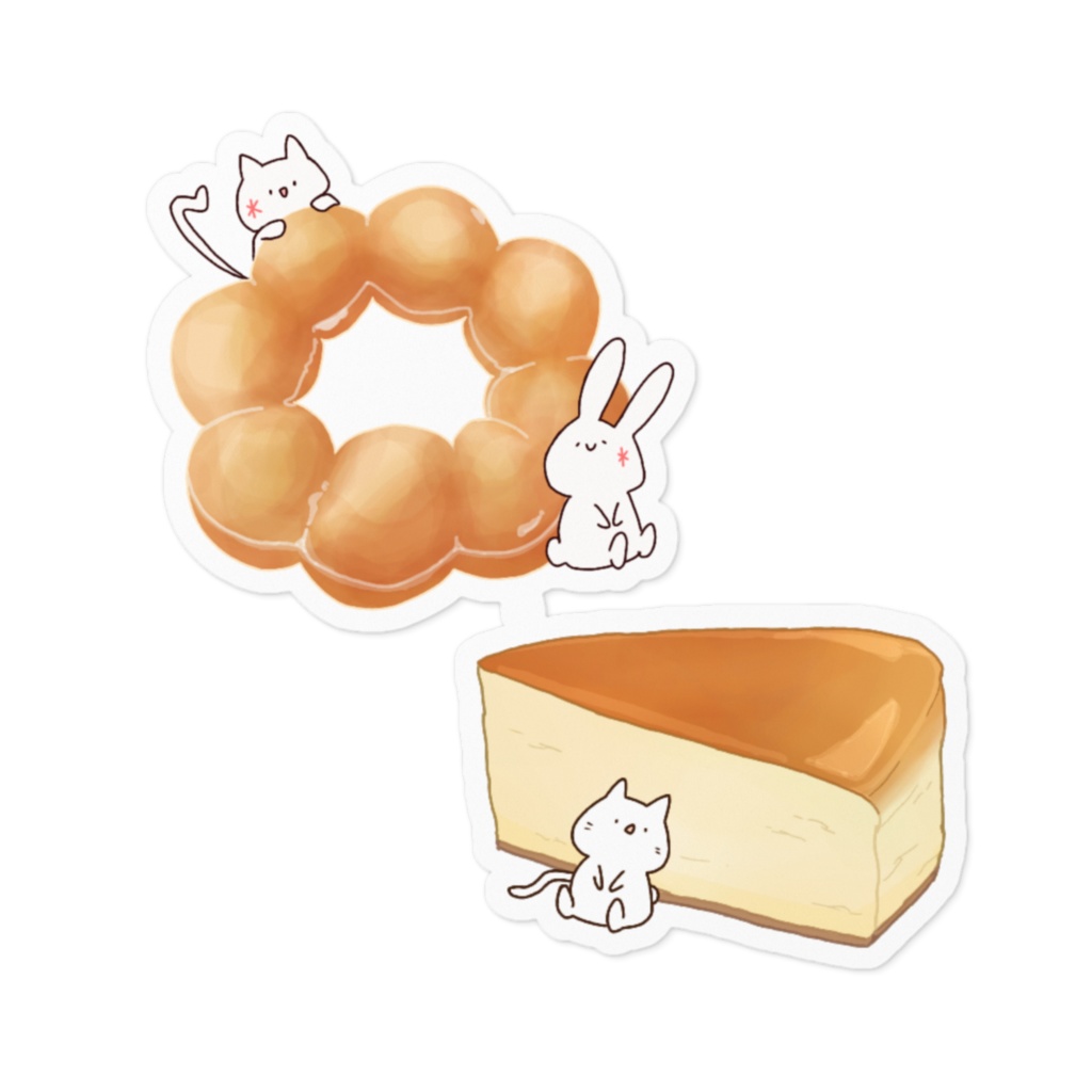 ケーキとドーナツ ステッカー(小)