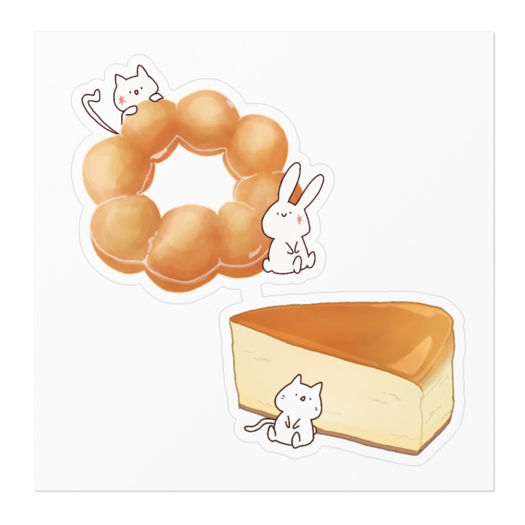 ケーキとドーナツ ステッカー(小)