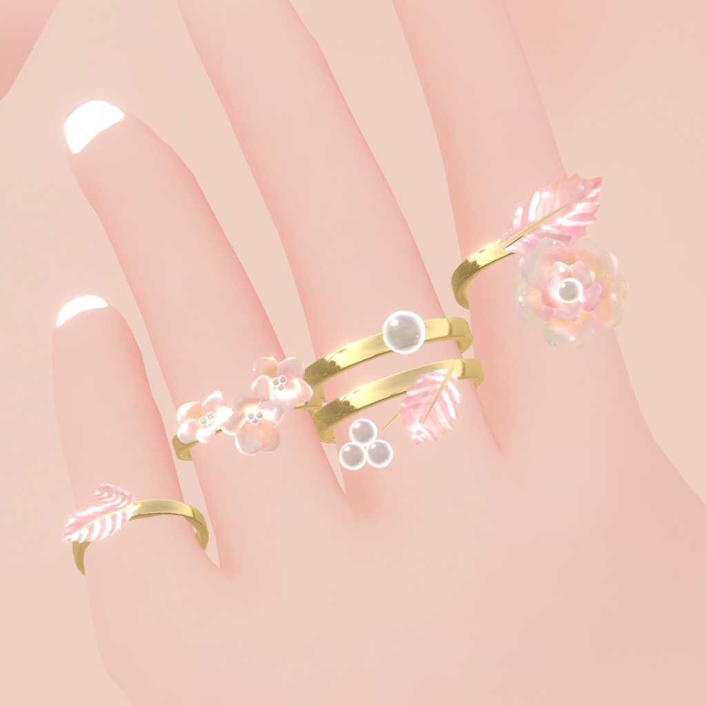 花のヘッドバンド、ブレスレット、リング (Flower Headband, Bracelet and Rings)