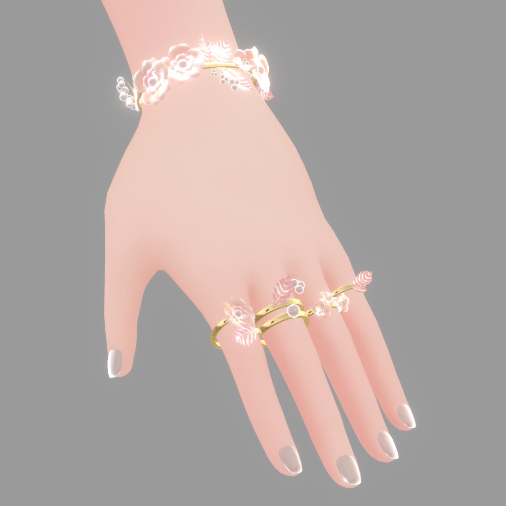 花のヘッドバンド、ブレスレット、リング (Flower Headband, Bracelet and Rings)