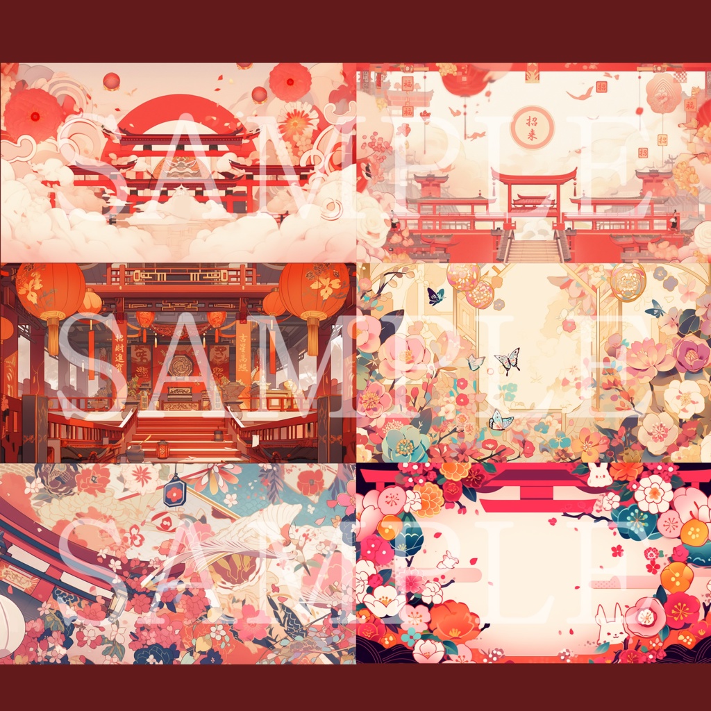 【無料配布】Vtuber向けサムネイル背景素材 和風・中華(AI生成)