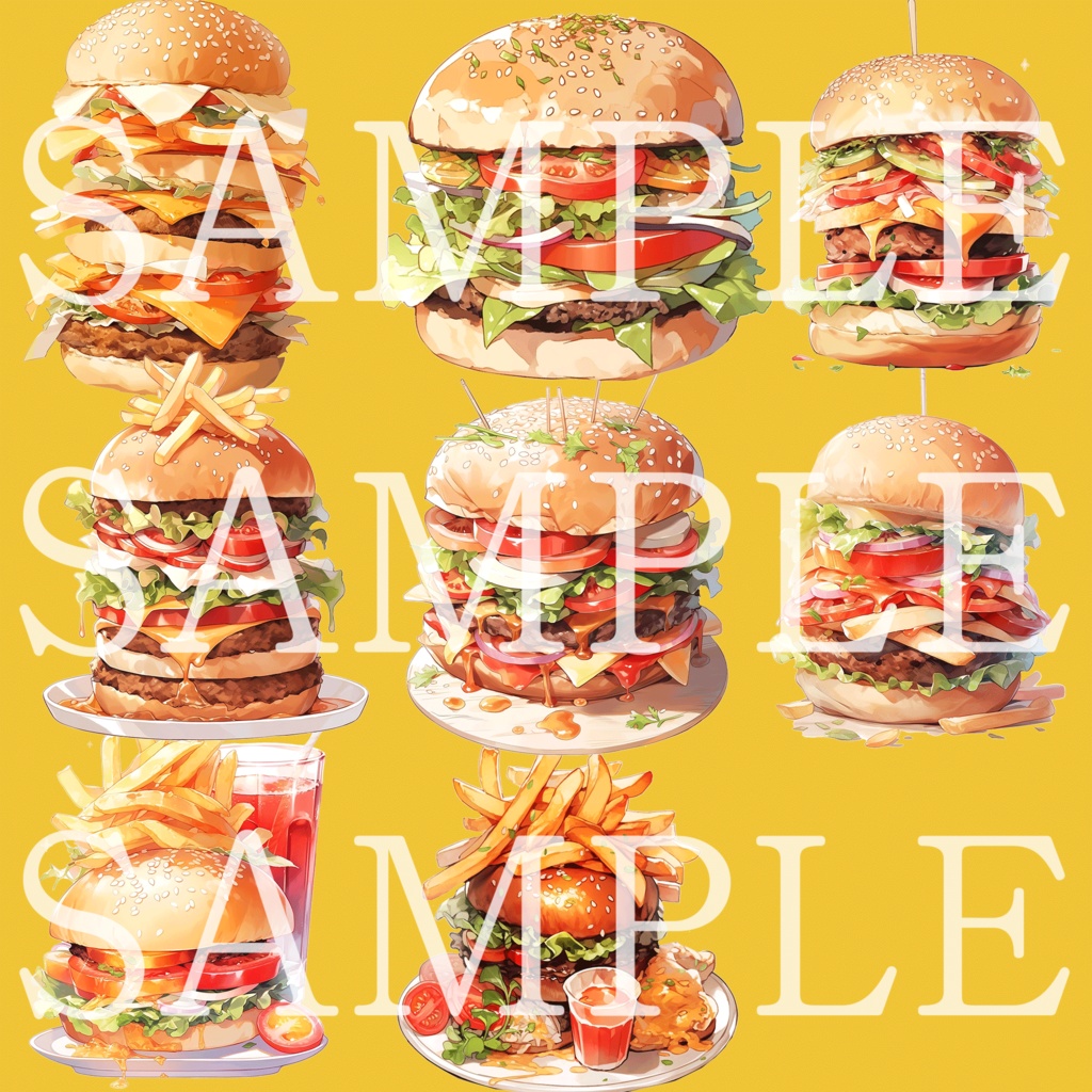 【無料配布】うまそうなハンバーガーの画像素材(AI生成)