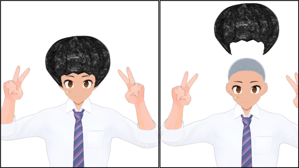 青刈りの坊主頭+十円ハゲ