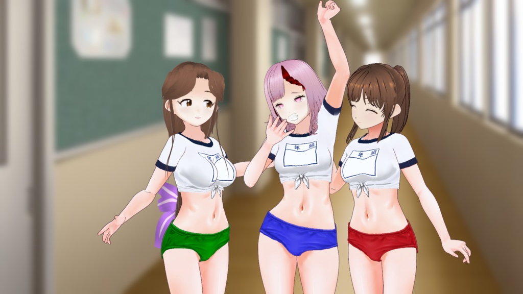 昔懐かしのブルマ(赤・青・緑)+体操服三種類