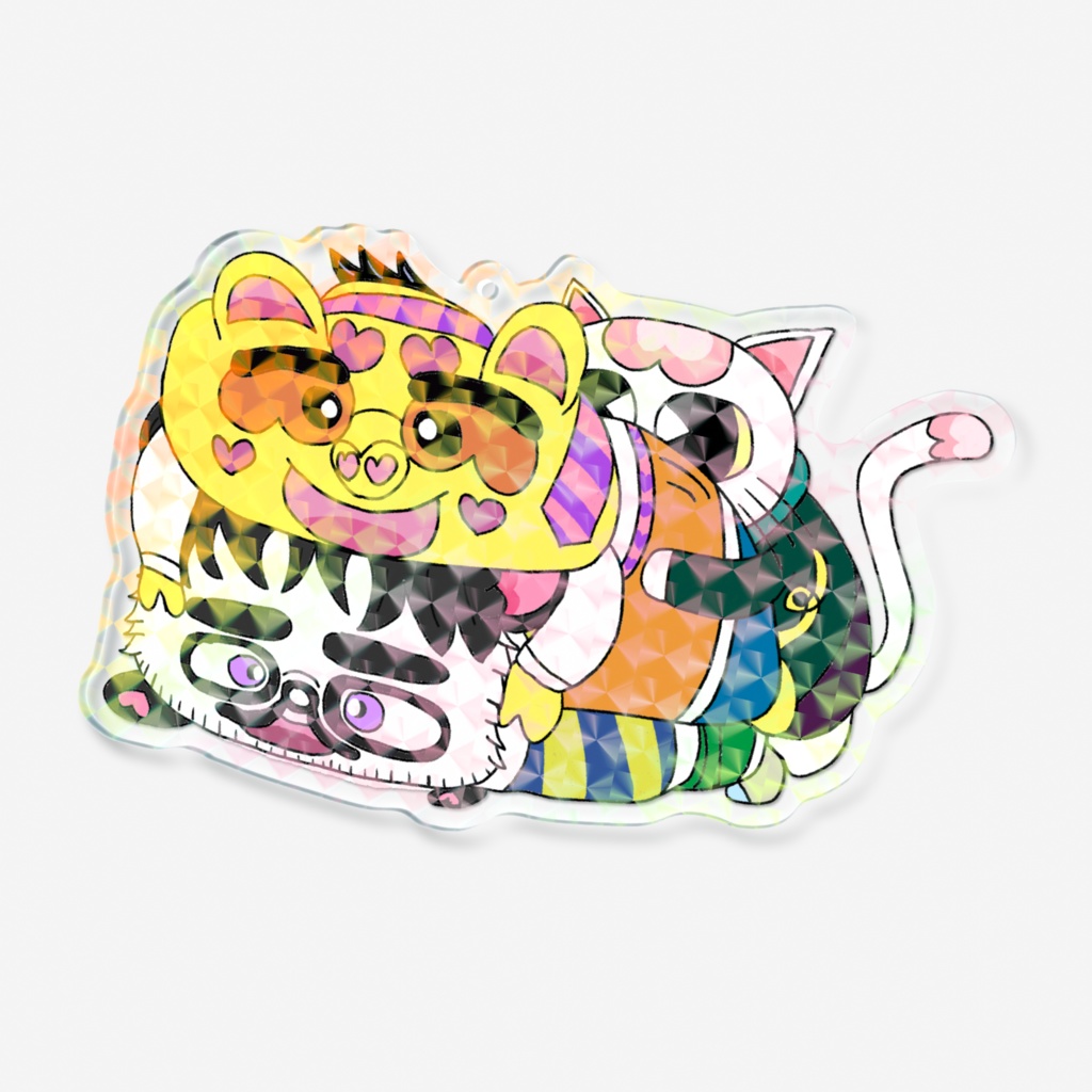 ぶひぶひなおやんぷにねこプリンホログラムアクリルキーホルダー