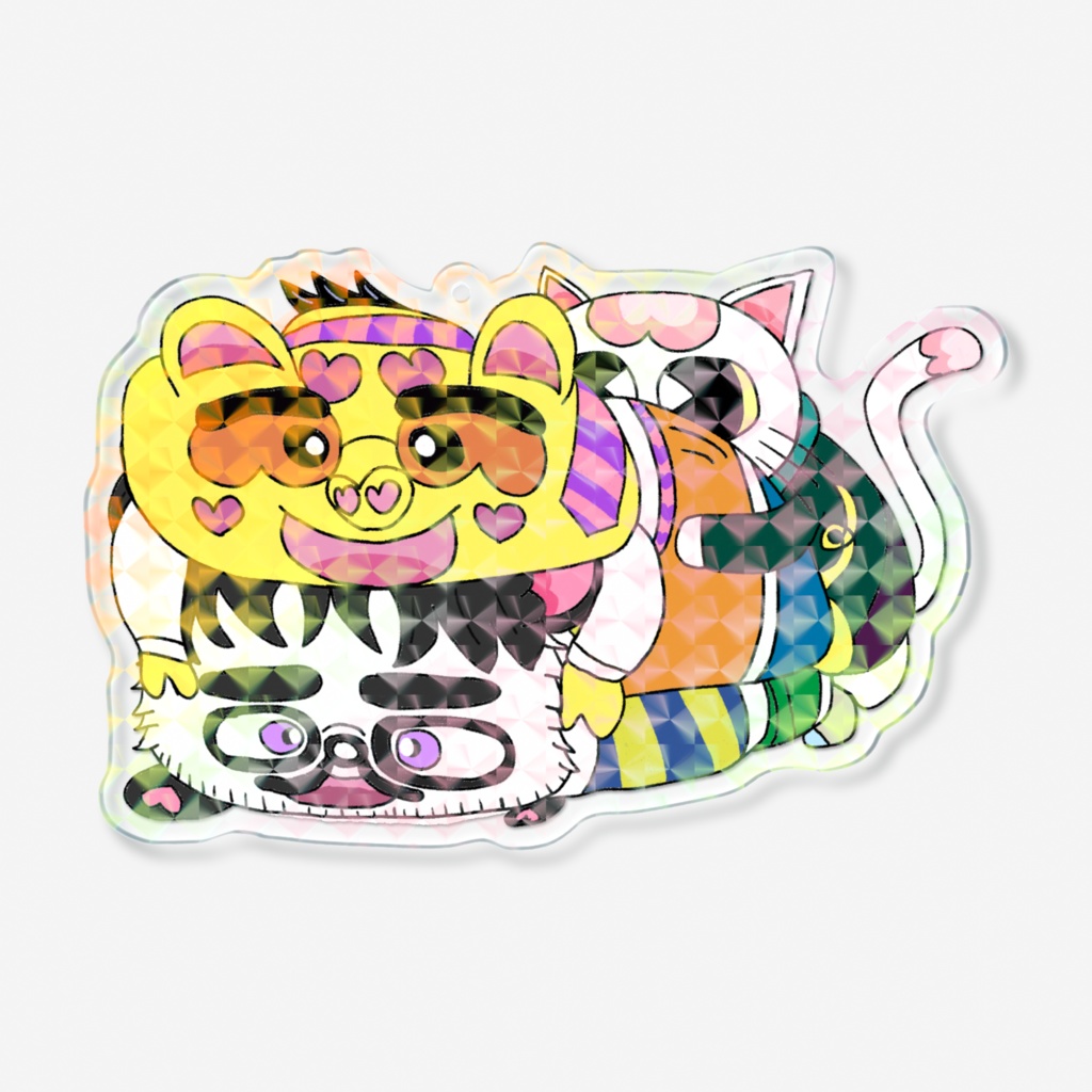 ぶひぶひなおやんぷにねこプリンホログラムアクリルキーホルダー