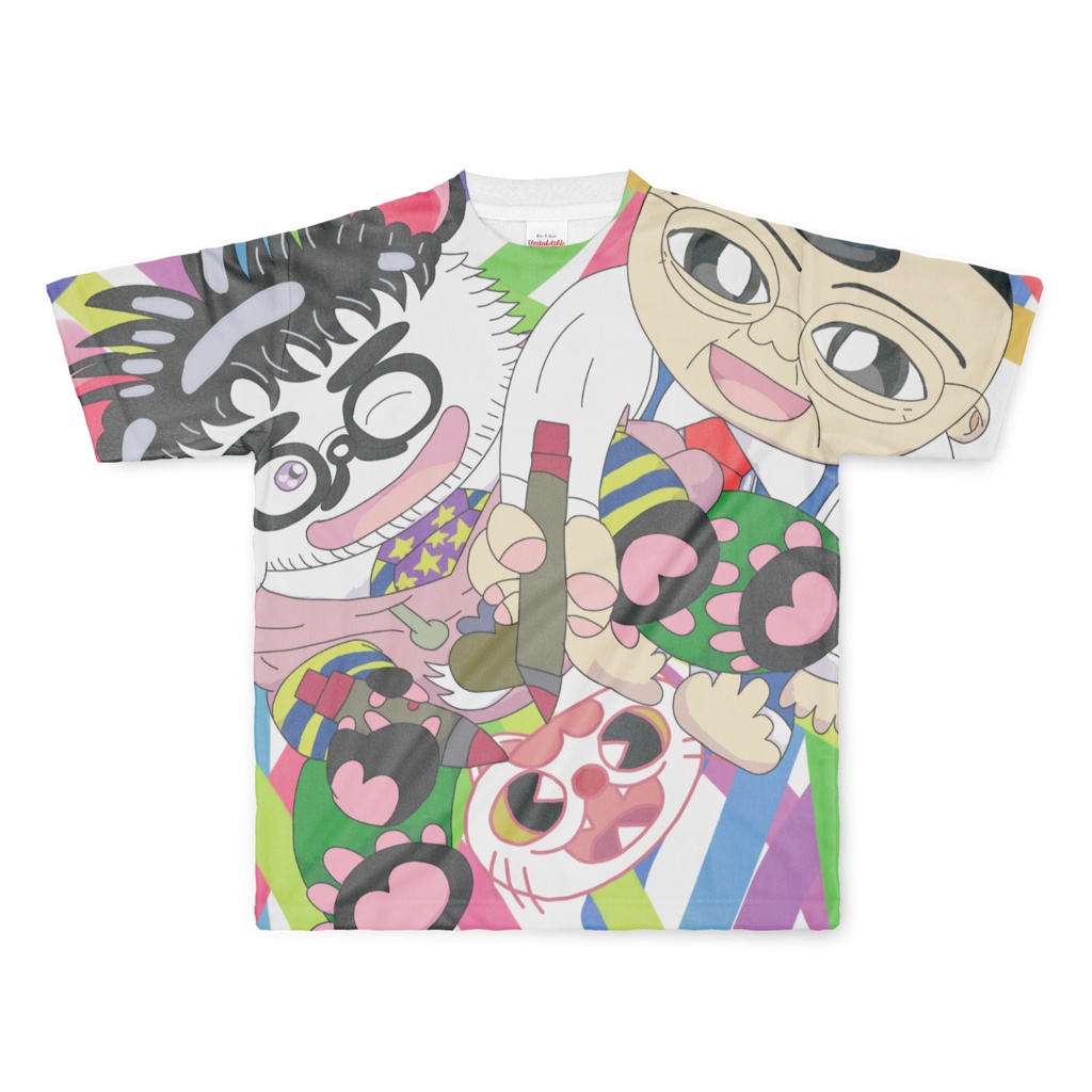 愛野なおやん＆プリン勇蔵フルグラフィックTシャツ