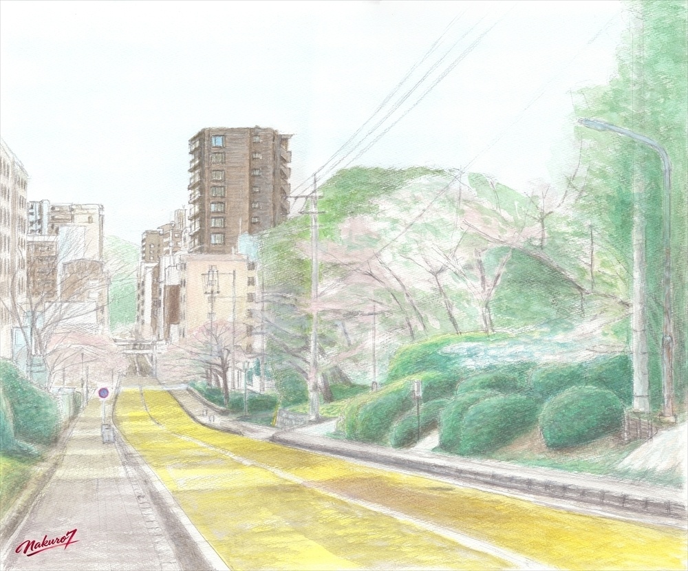 福岡 西公園の桜Ⅲ｜水彩画68作目【高解像度デジタル版】