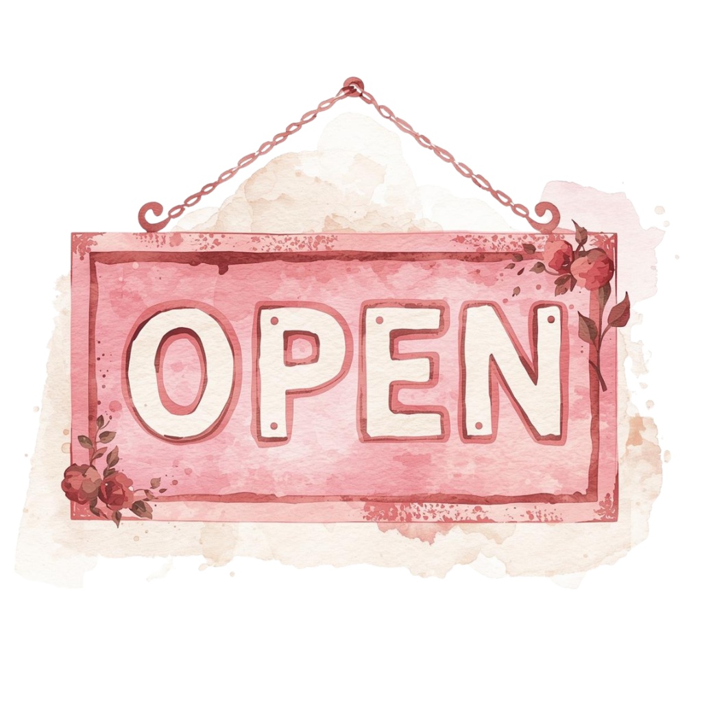 アンティークピンクのカフェ素材10点セット|水彩画風クリップアート|PNG