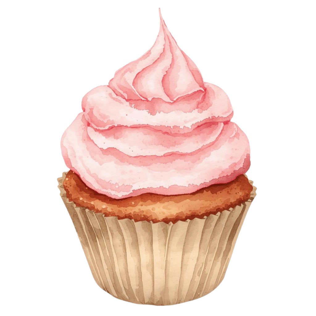 アンティークピンクのカフェ素材10点セット|水彩画風クリップアート|PNG