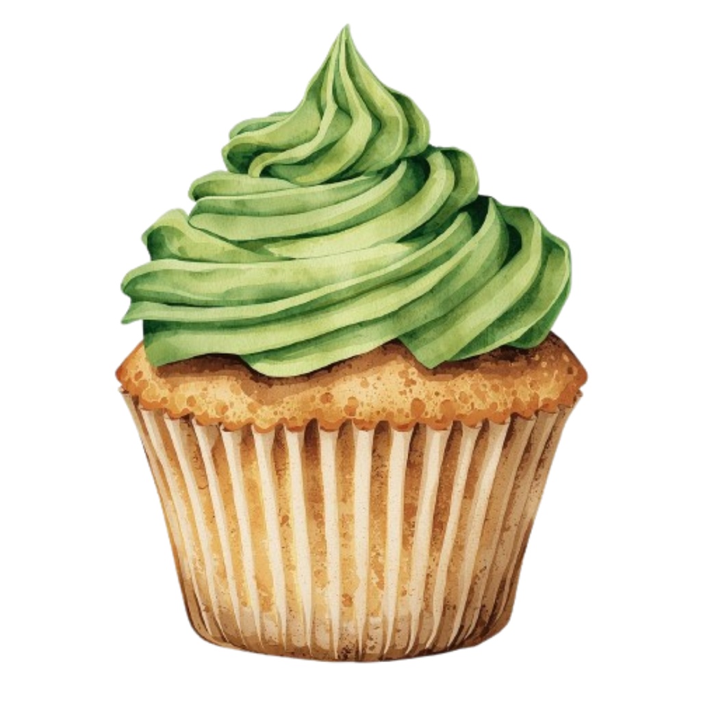 カフェ素材10点セット|アンティークグリーン|水彩画風クリップアート|PNG