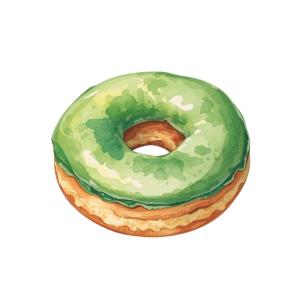 カフェ素材10点セット|アンティークグリーン|水彩画風クリップアート|PNG