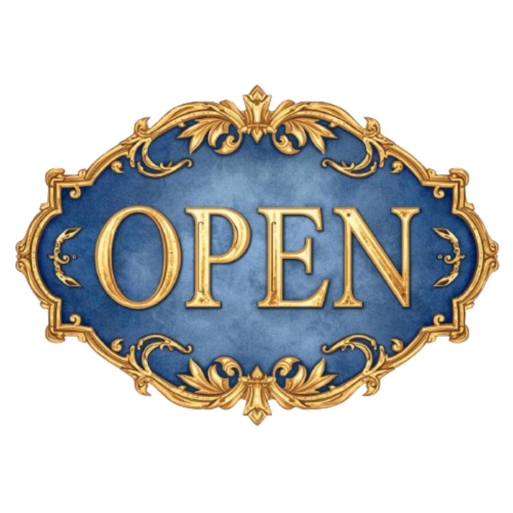 青×金カフェ素材10点セット|水彩画風クリップアート PNG