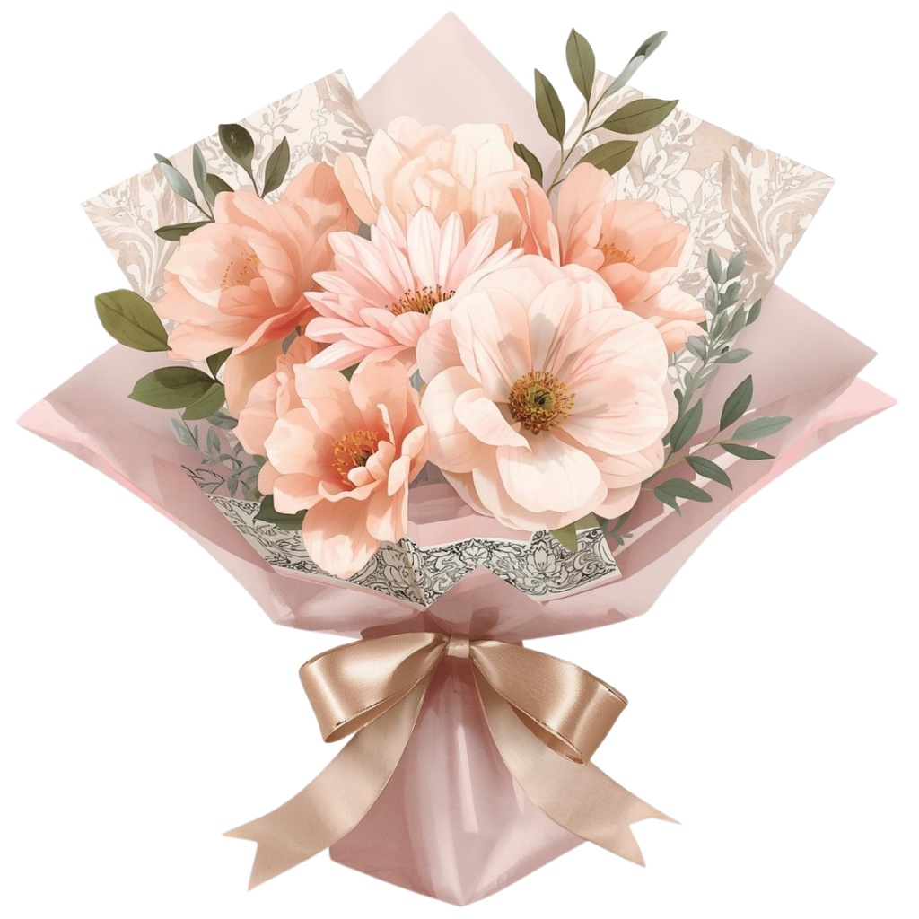 水彩フラワーブーケ15種セット|茎までラッピング済み【花束1】