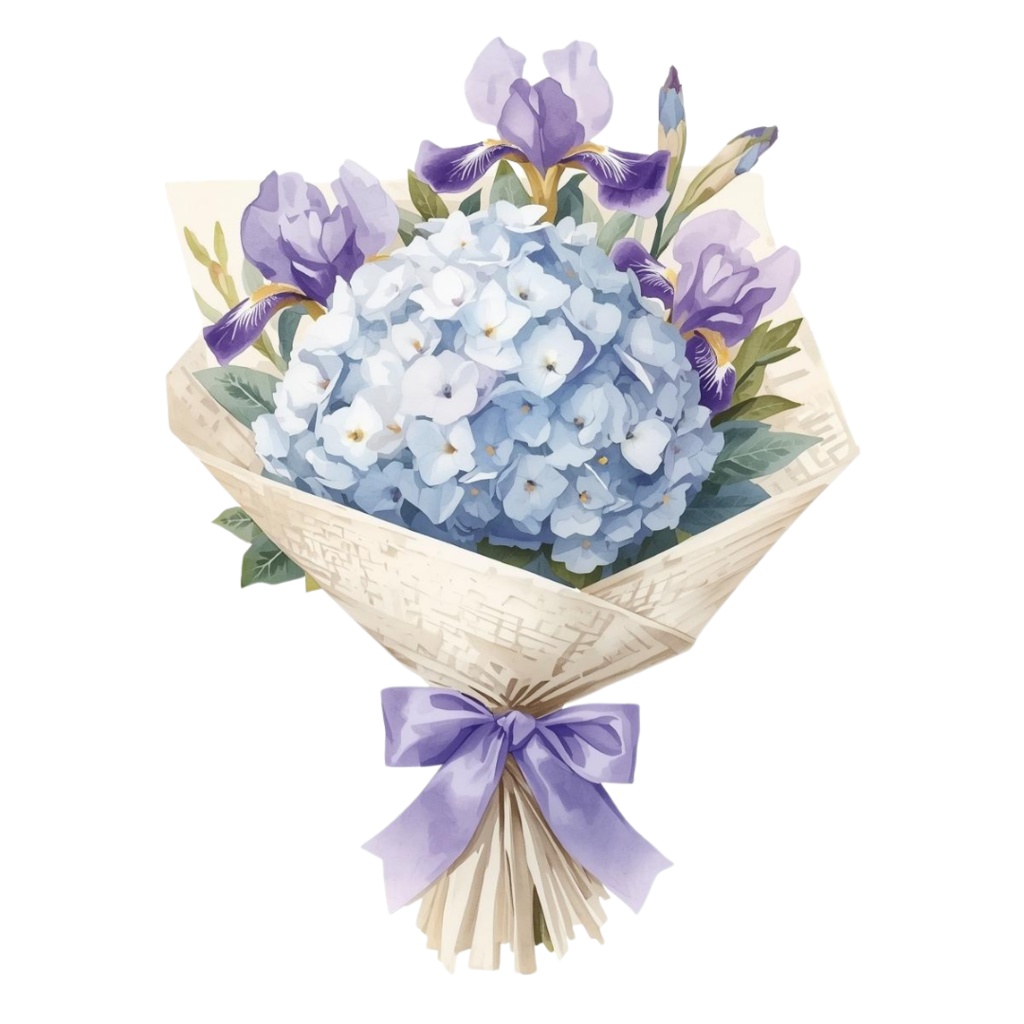 水彩フラワーブーケ15種セット|茎までラッピング済み【花束1】