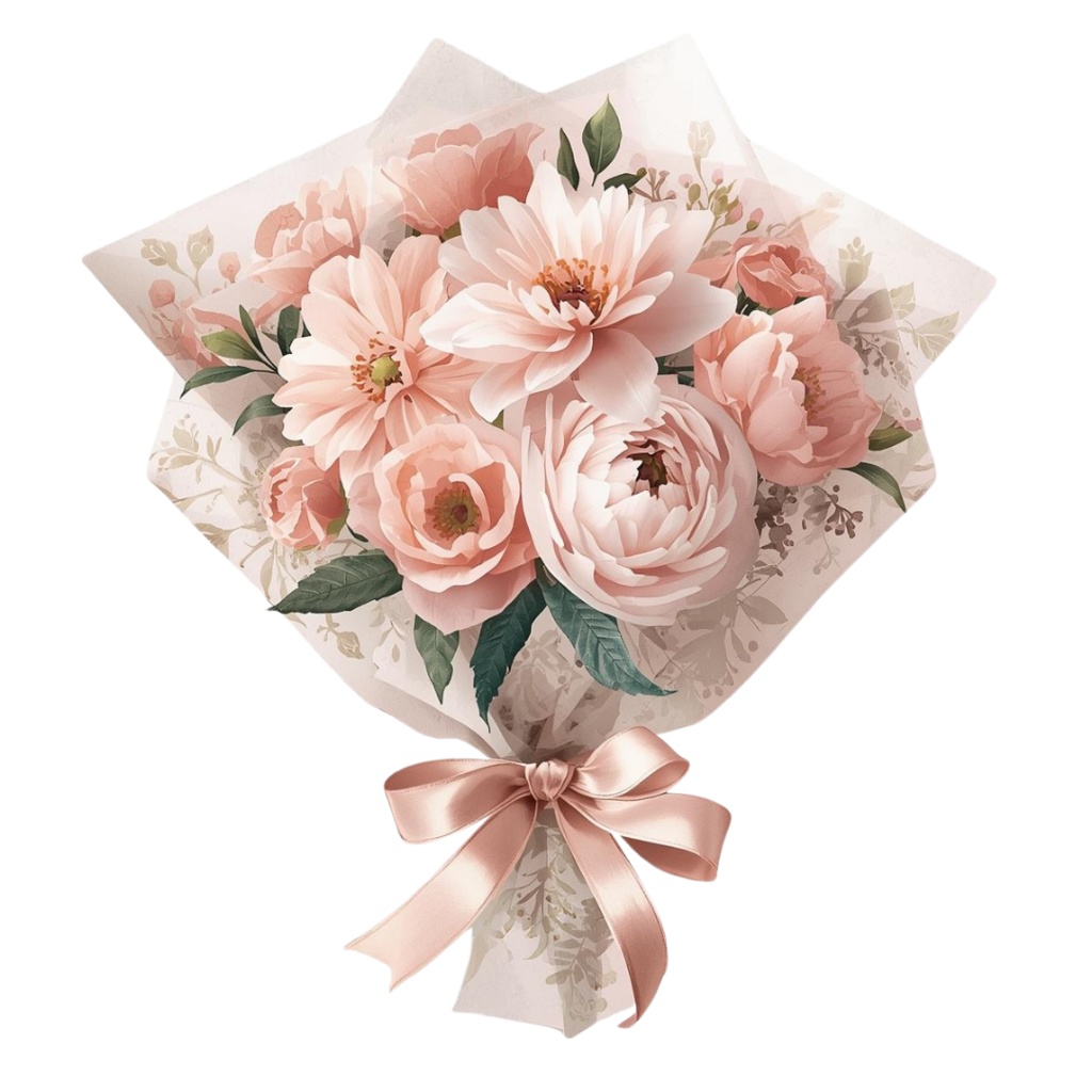 水彩フラワーブーケ15種セット|茎までラッピング済み【花束1】