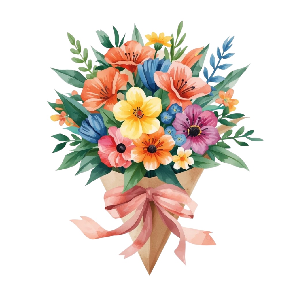 華やかすぎない、静かな花束水彩素材10種セット【花束3】