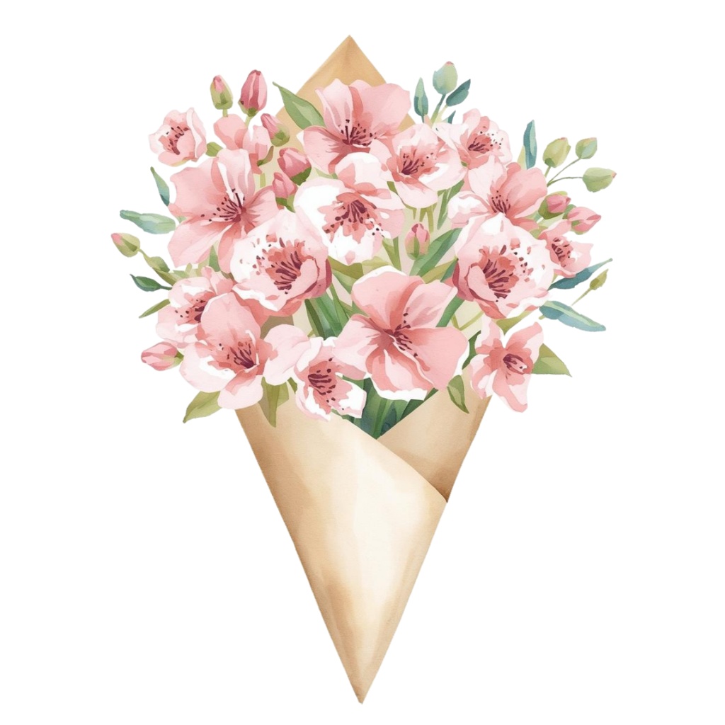 華やかすぎない、静かな花束水彩素材10種セット【花束3】