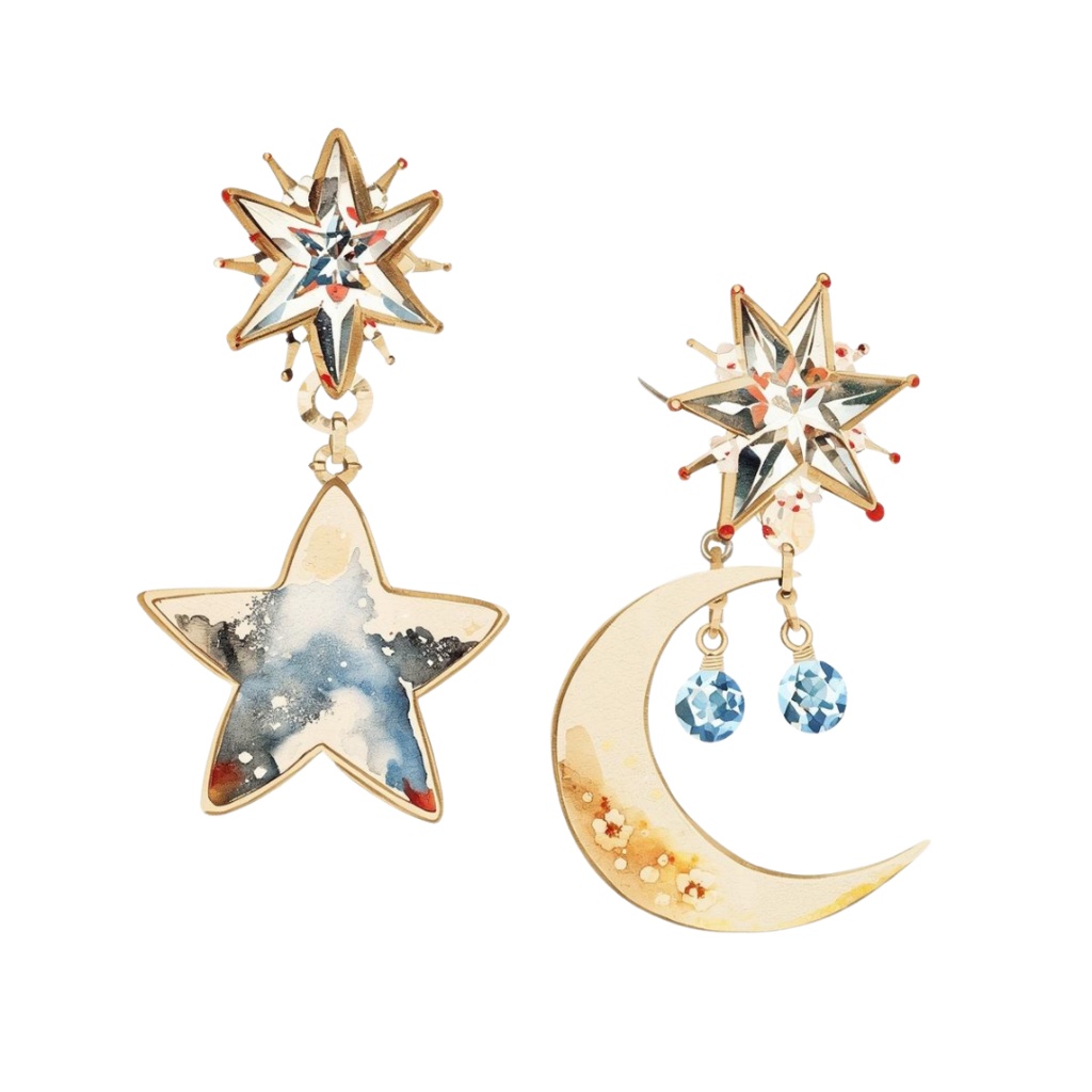 月と星アクセ素材15種セット【イヤリング・ピアス素材2】