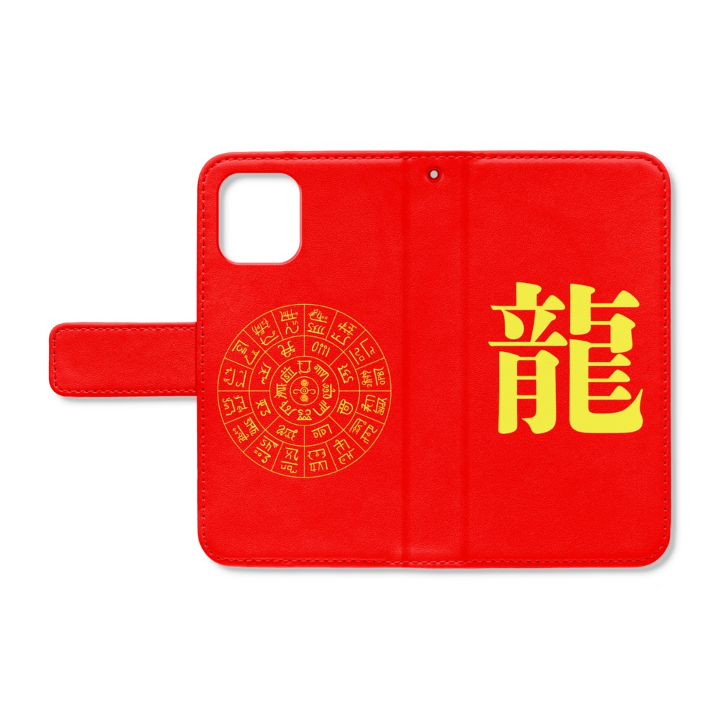 フトマニ図 iPhone手帳型ケース 赤 12mini 