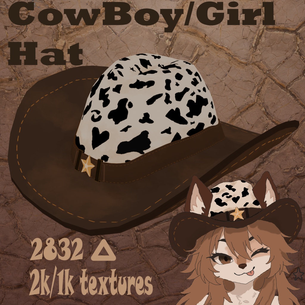Cowboy Hat With Cow Spots Pattern VRChat
