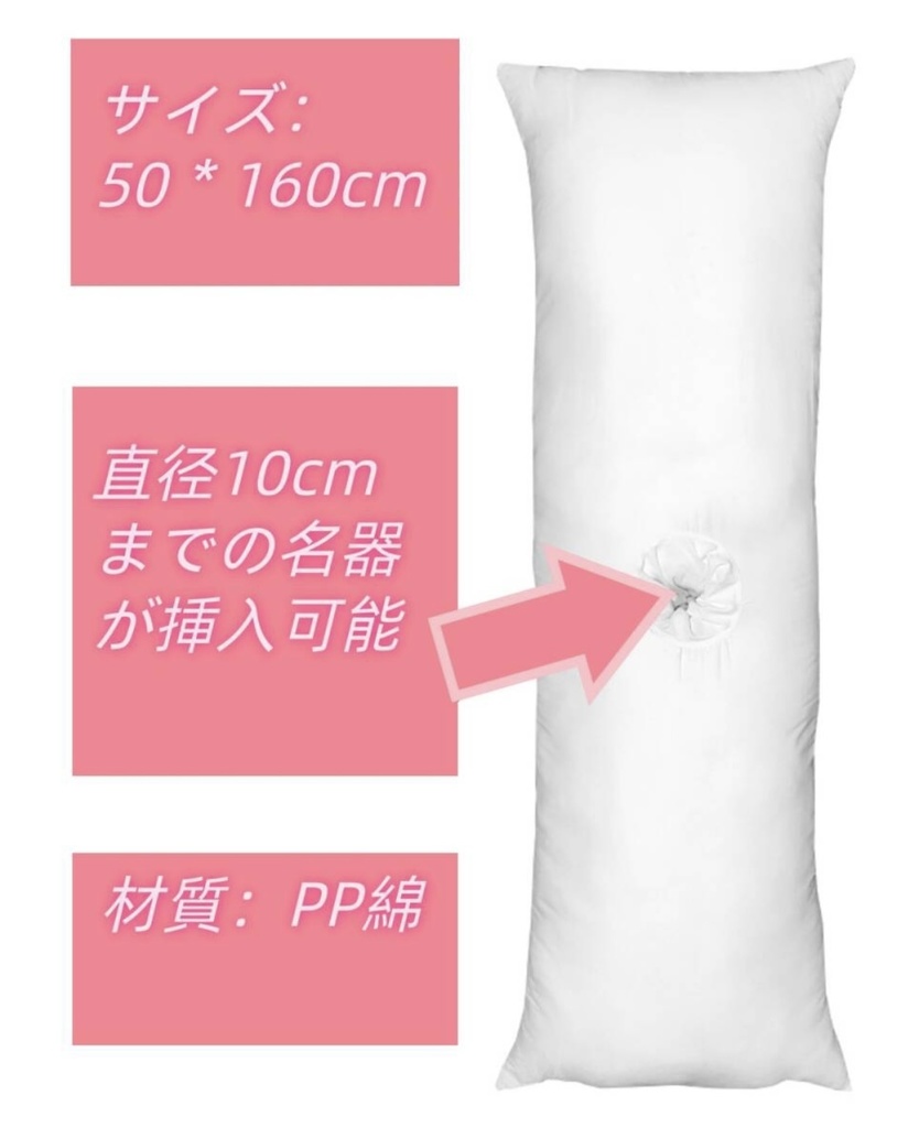 【特注】穴開け抱き枕本体　等身大抱き枕　50＊160cm