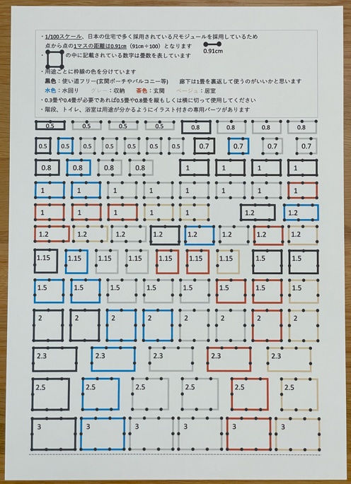 紙の間取りパーツセット − 自分で家の間取りを作れる!