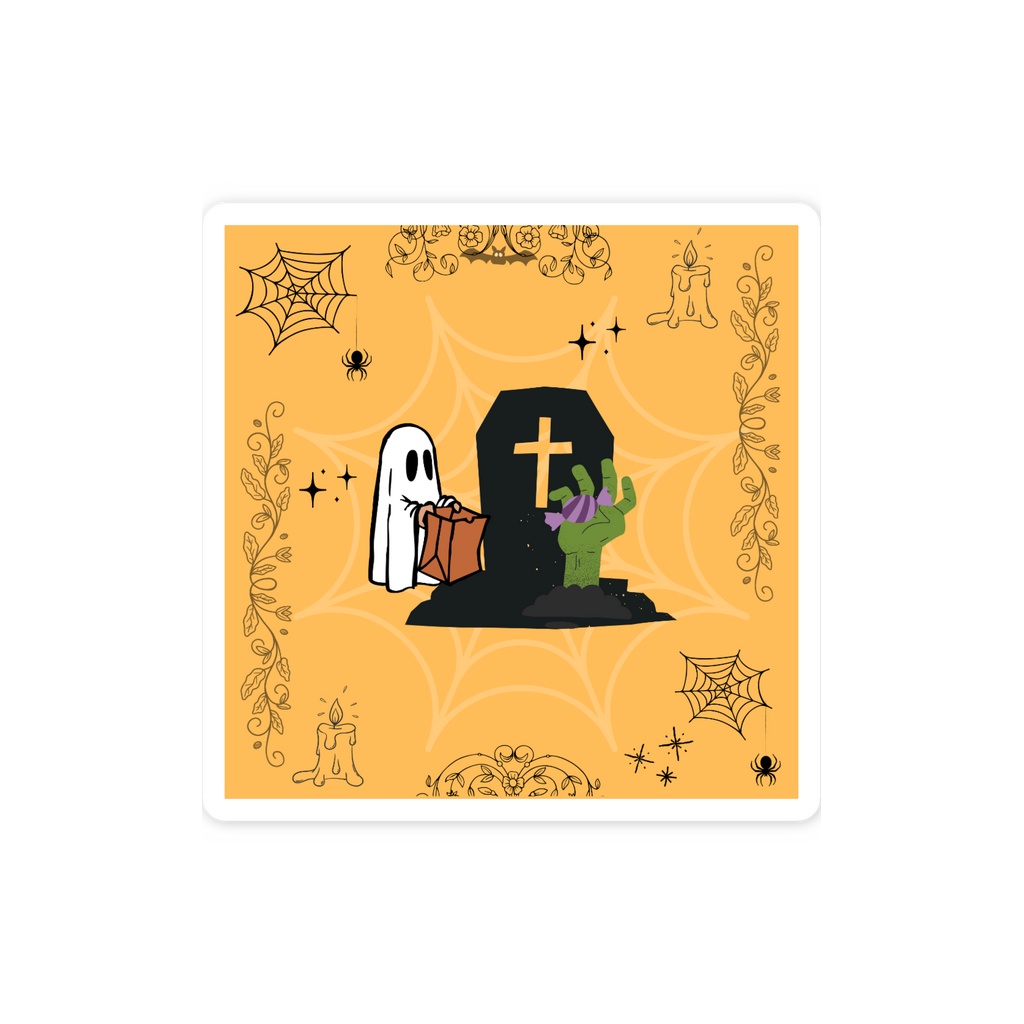 ハロウィンゴースト Trick or Treat スマホステッカー