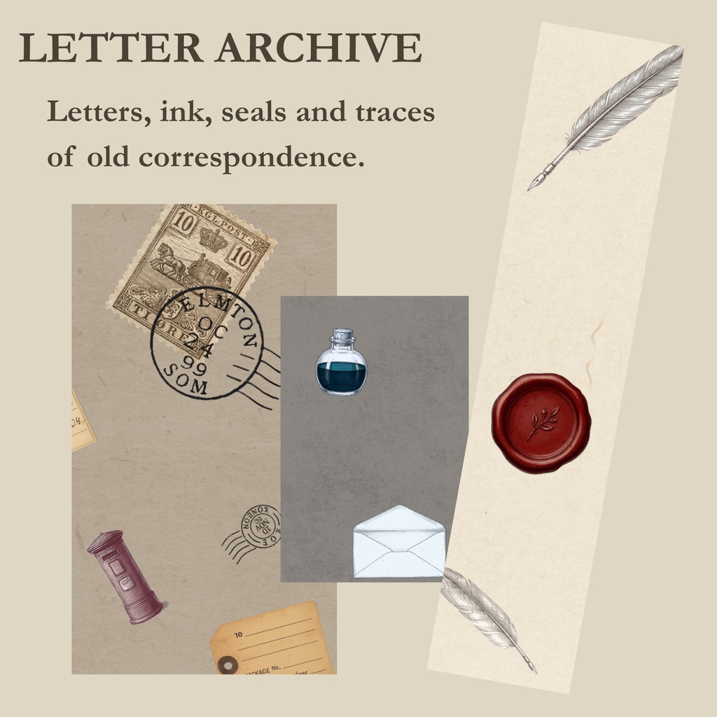 VINTAGE ARCHIVEーBotanical & Letter|デジタルペーパー8枚セット