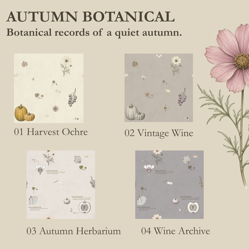 VINTAGE ARCHIVE — Autumn Archive|秋柄デジタルペーパー8枚セット