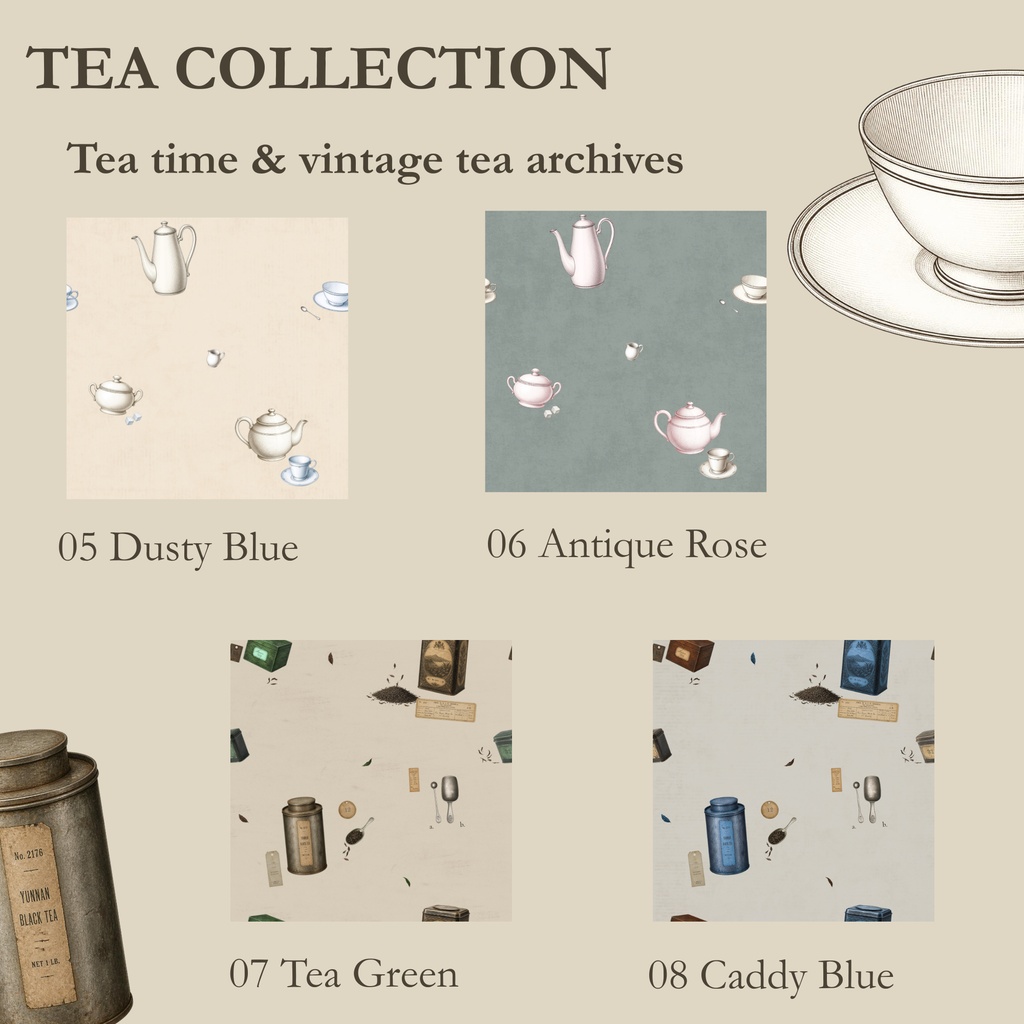 VINTAGE ARCHIVE — Seamless Collection Music & Tea|デジタルペーパー8枚