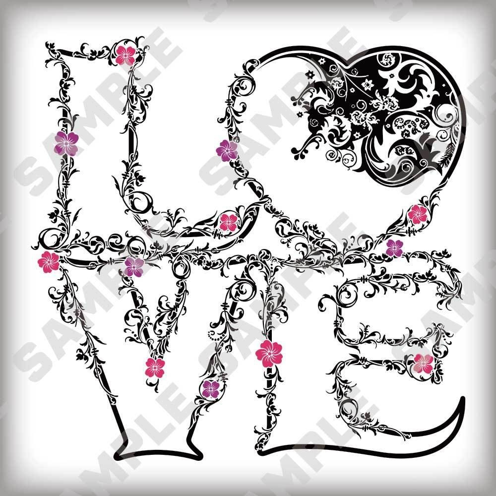 植物や花で装飾された『LOVE』素材/ Decorated letters "LOVE" with Plants and Flowers