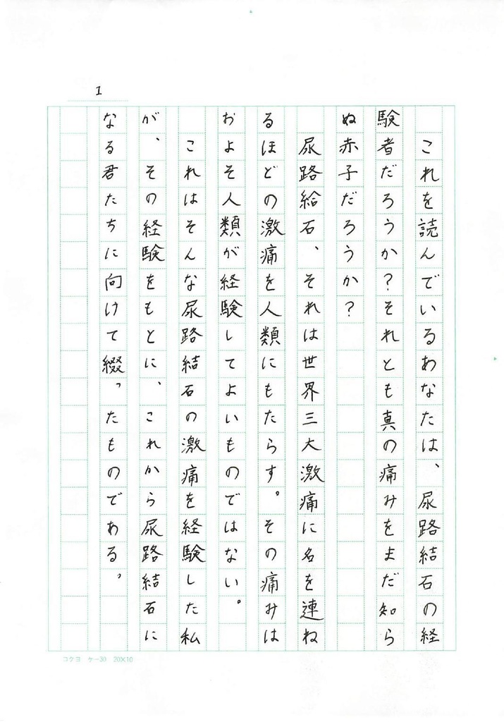 これから尿路結石になる君たちへ