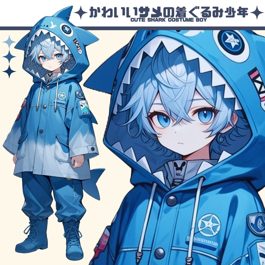 2.かわいいサメの着ぐるみ少年🌟