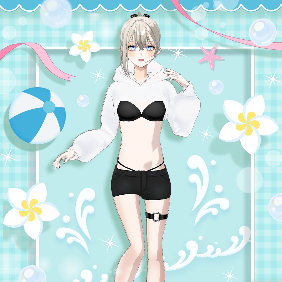 新衣装お写真セット&シチュボムービー(水着ギンガムチェックスカート、ビキニパーカー)/New Costume Photo Set & Situation Voice Movie (Swimsuit gingham check skirt, bikini parka)