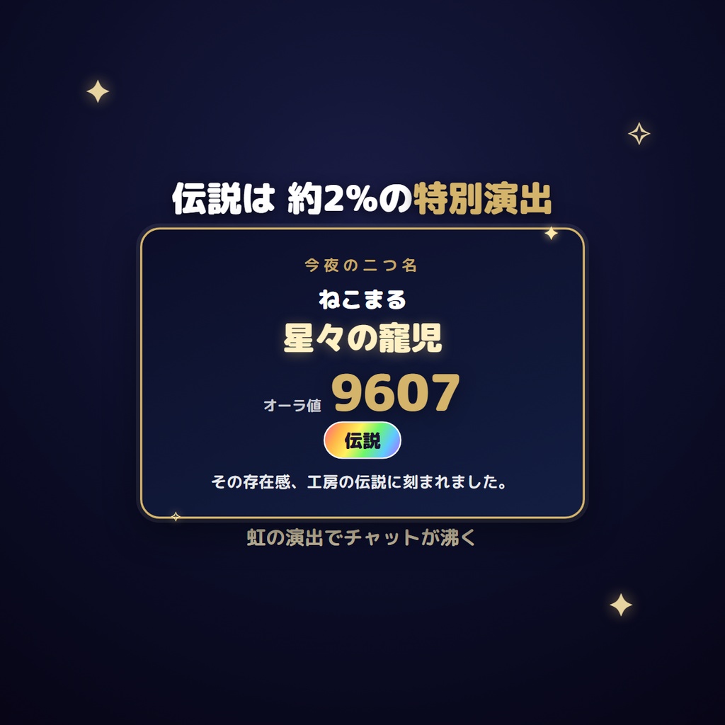 【わんコメ対応】称号メーカー|コメントで「今夜の二つ名+オーラ値」が出るリスナー参加型(YouTube/Twitch/ツイキャス対応・OBS)