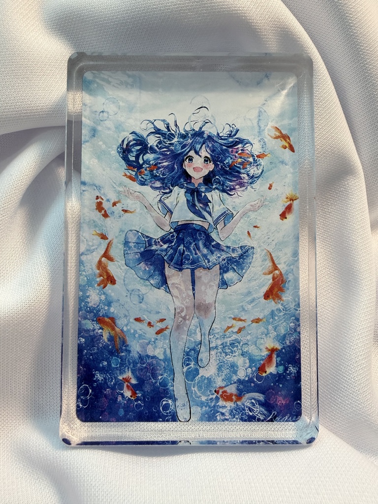 水の中を漂う少女 アクリルブロック