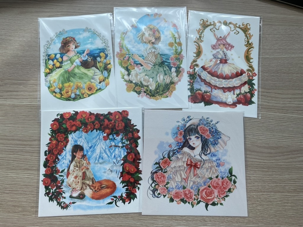 花と少女のポストカード5枚セット