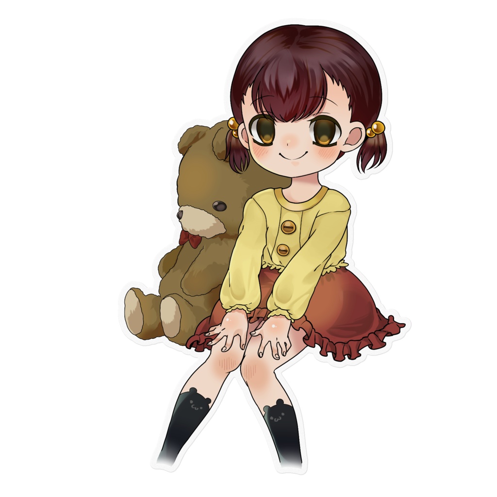 木部川こぢきステッカー(クマとおめかし)