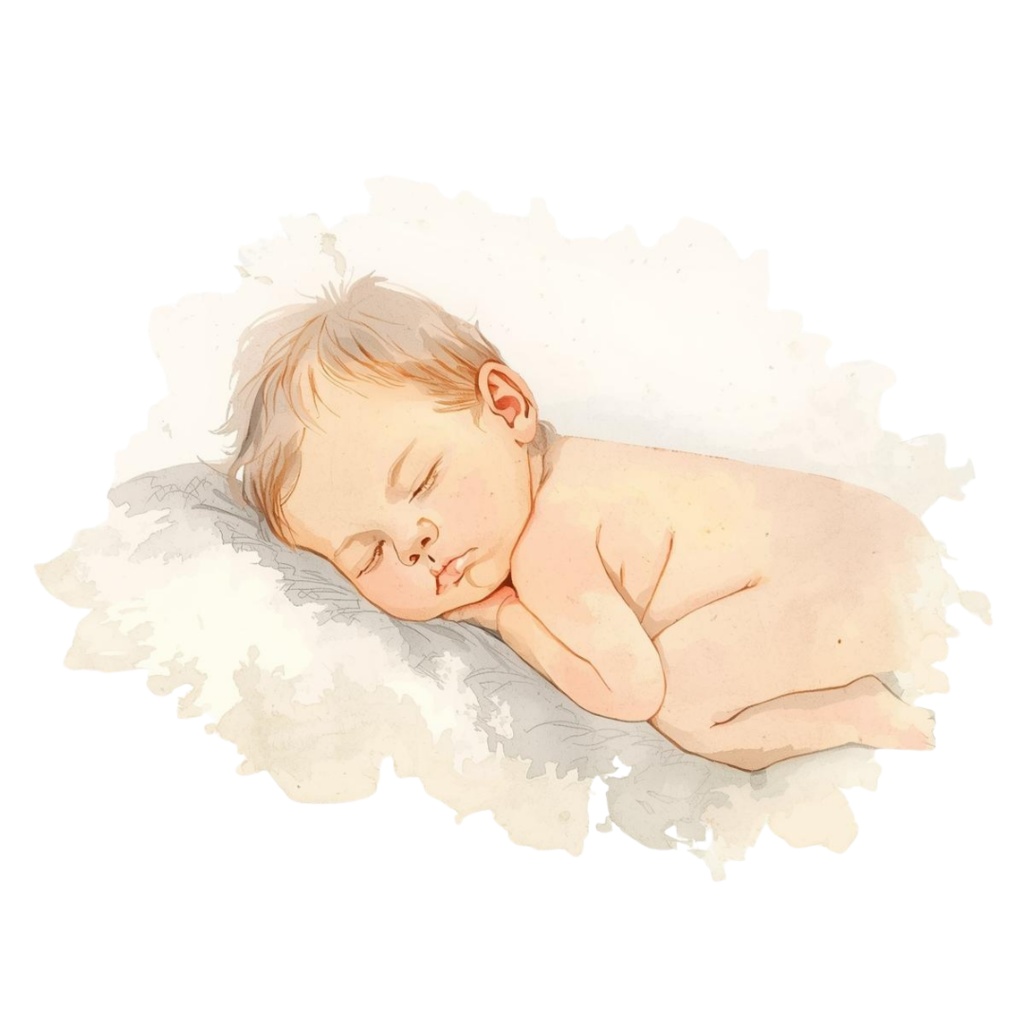 水彩アンティークな育児クリップアートセット|ベビー素材10点|PNG背景透明