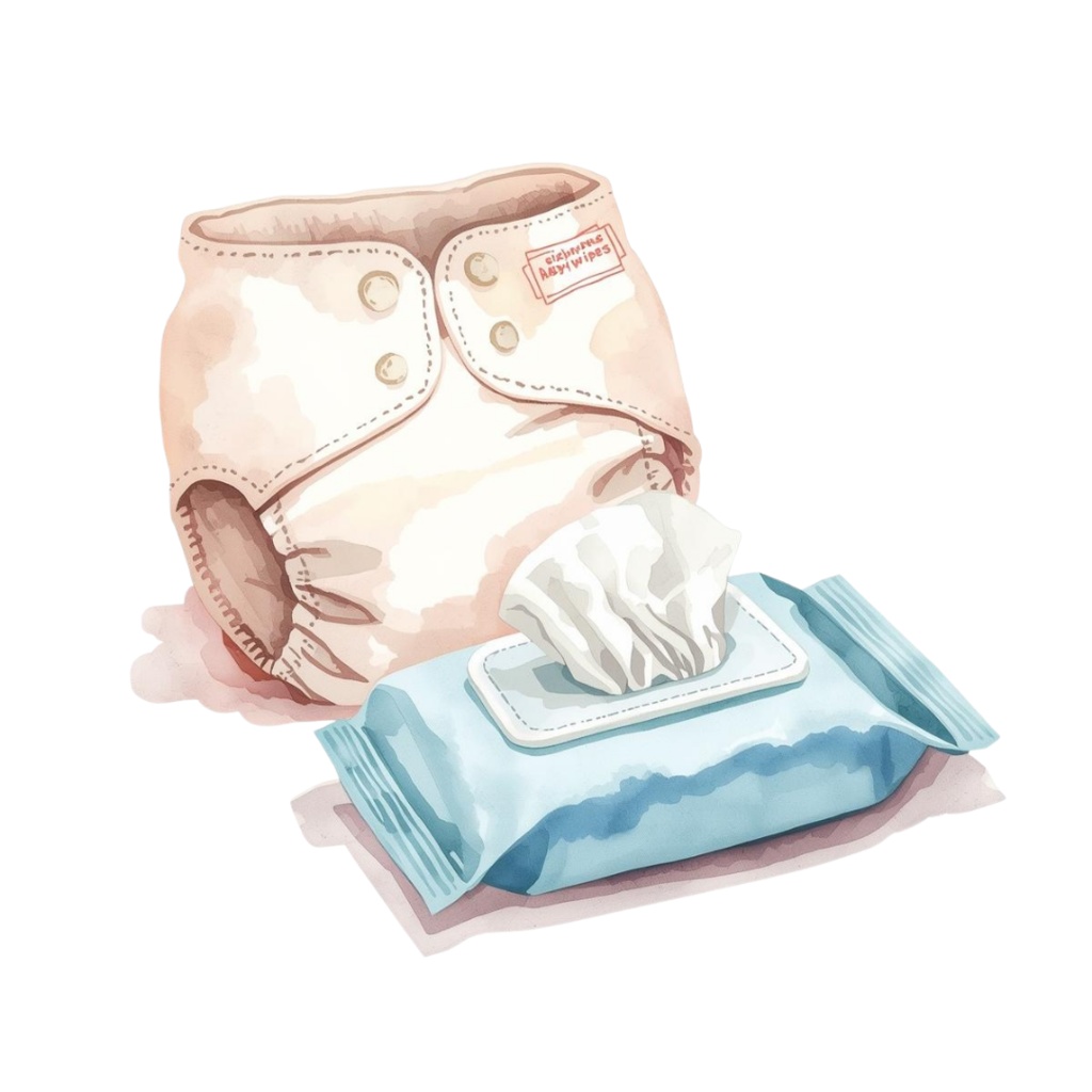 水彩アンティークな育児クリップアートセット|ベビー素材10点|PNG背景透明