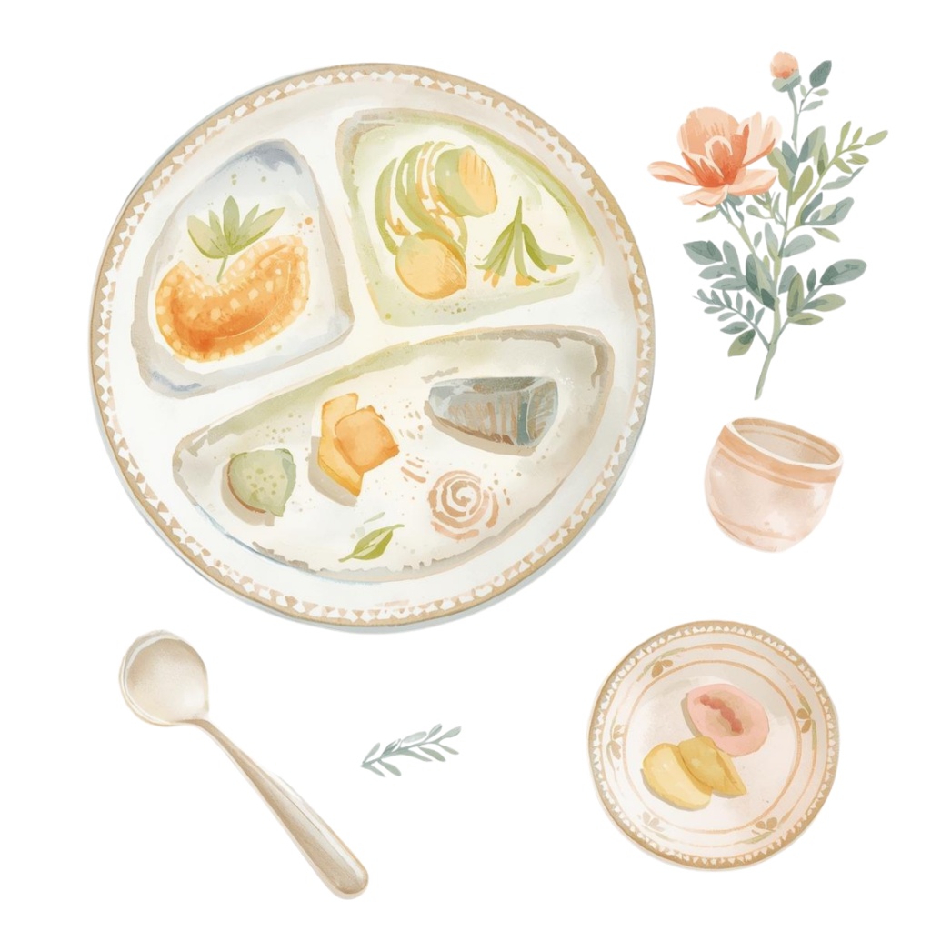 水彩アンティークな育児クリップアートセット|ベビー素材10点|PNG背景透明