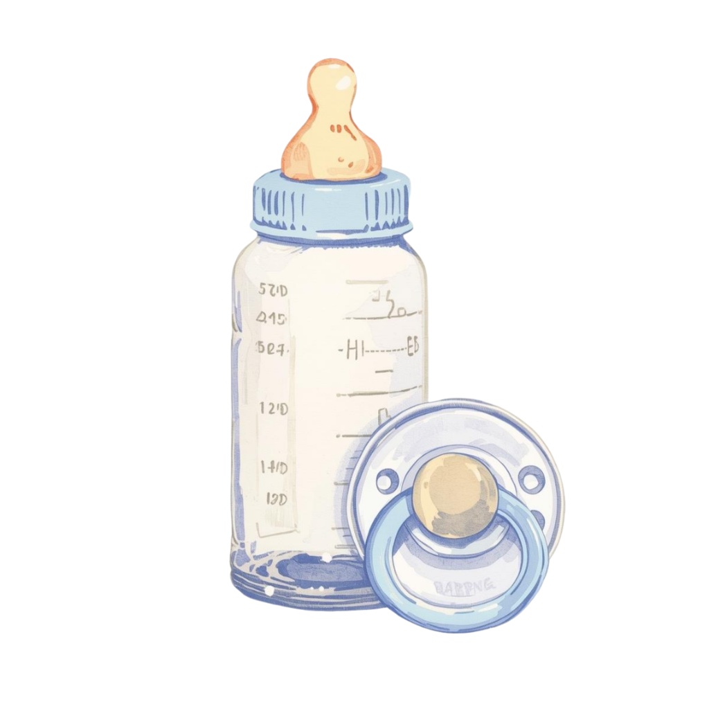 水彩アンティークな育児クリップアートセット|ベビー素材10点|PNG背景透明