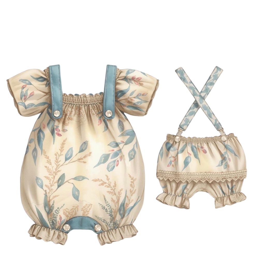 水彩アンティークな育児クリップアートセット|ベビー素材10点|PNG背景透明